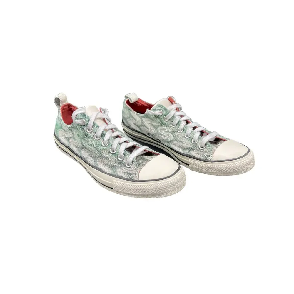 Converse Chucks Shoes Lace Up w/ Green & White Squiggles 1511257c - Size 9 mens - Picture 3 of 6